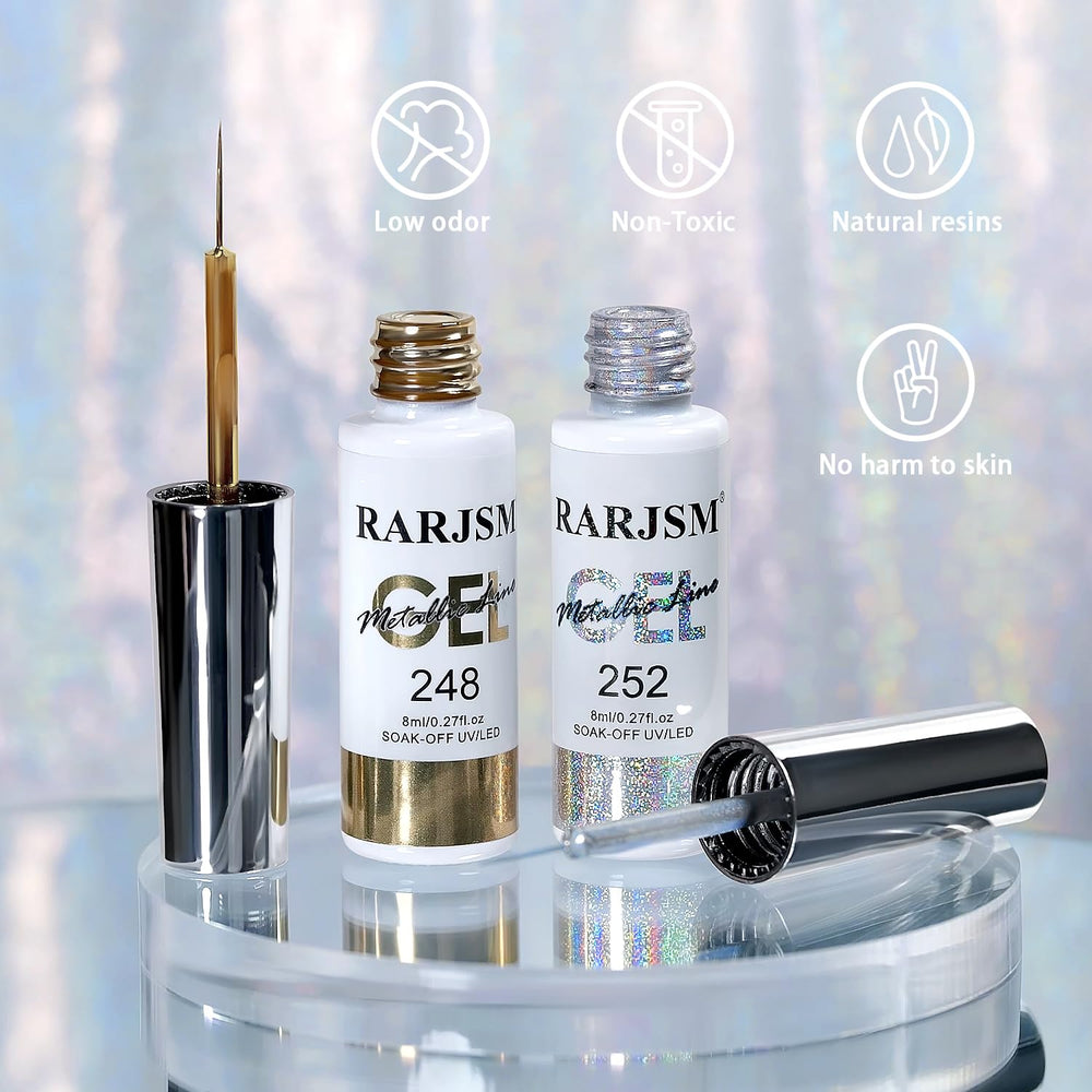 RARJSM gel liner chrome reflets brillants: surface haute brillance capte la lumière.