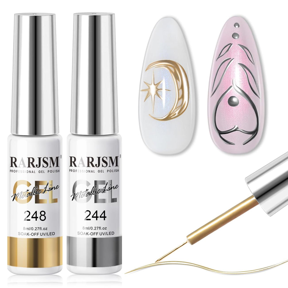 RARJSM gel liner metallique argent – reflet lumineux pour une manucure chic