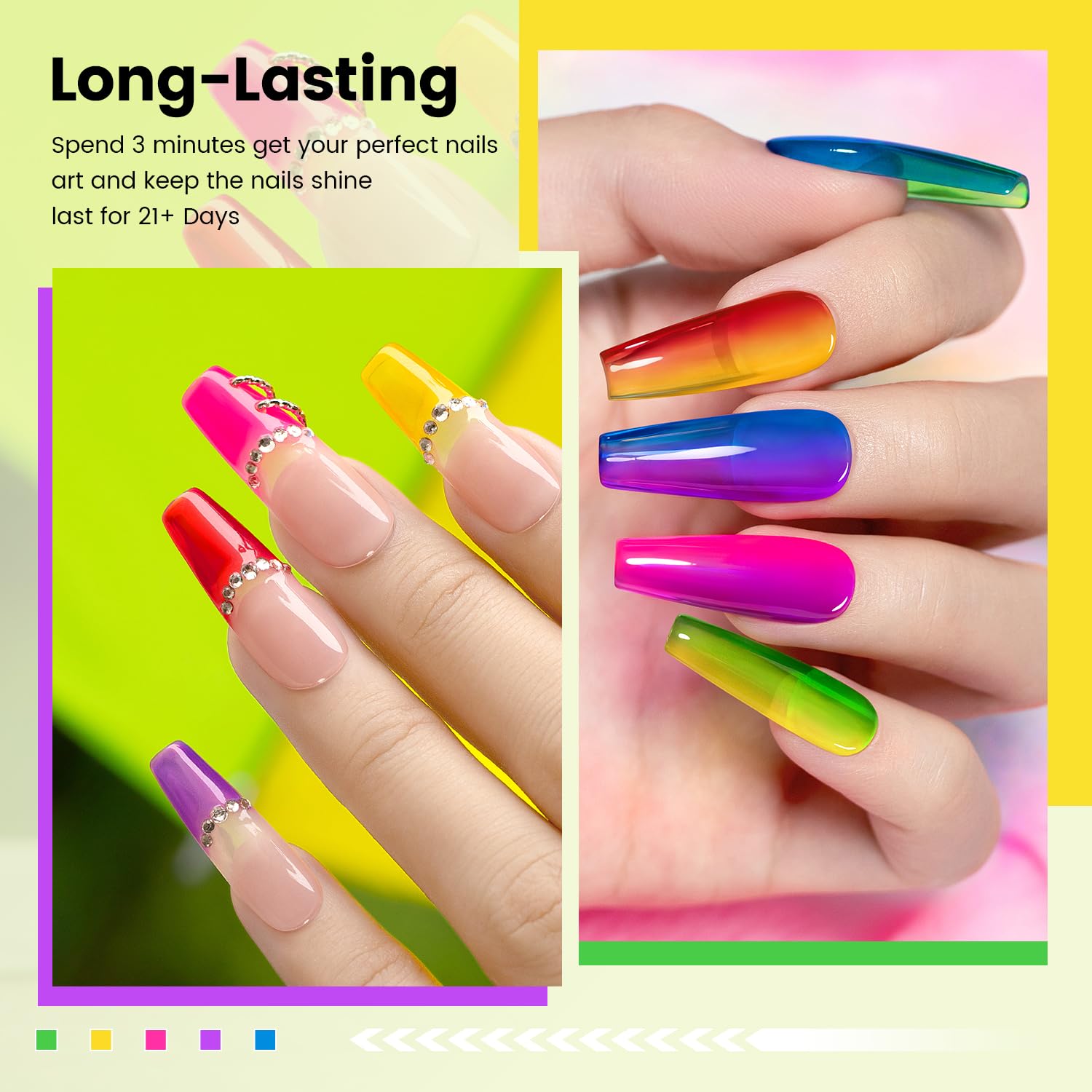 RARJSM Vernis gel translucide bleu en flacon pour des ongles éclatants.