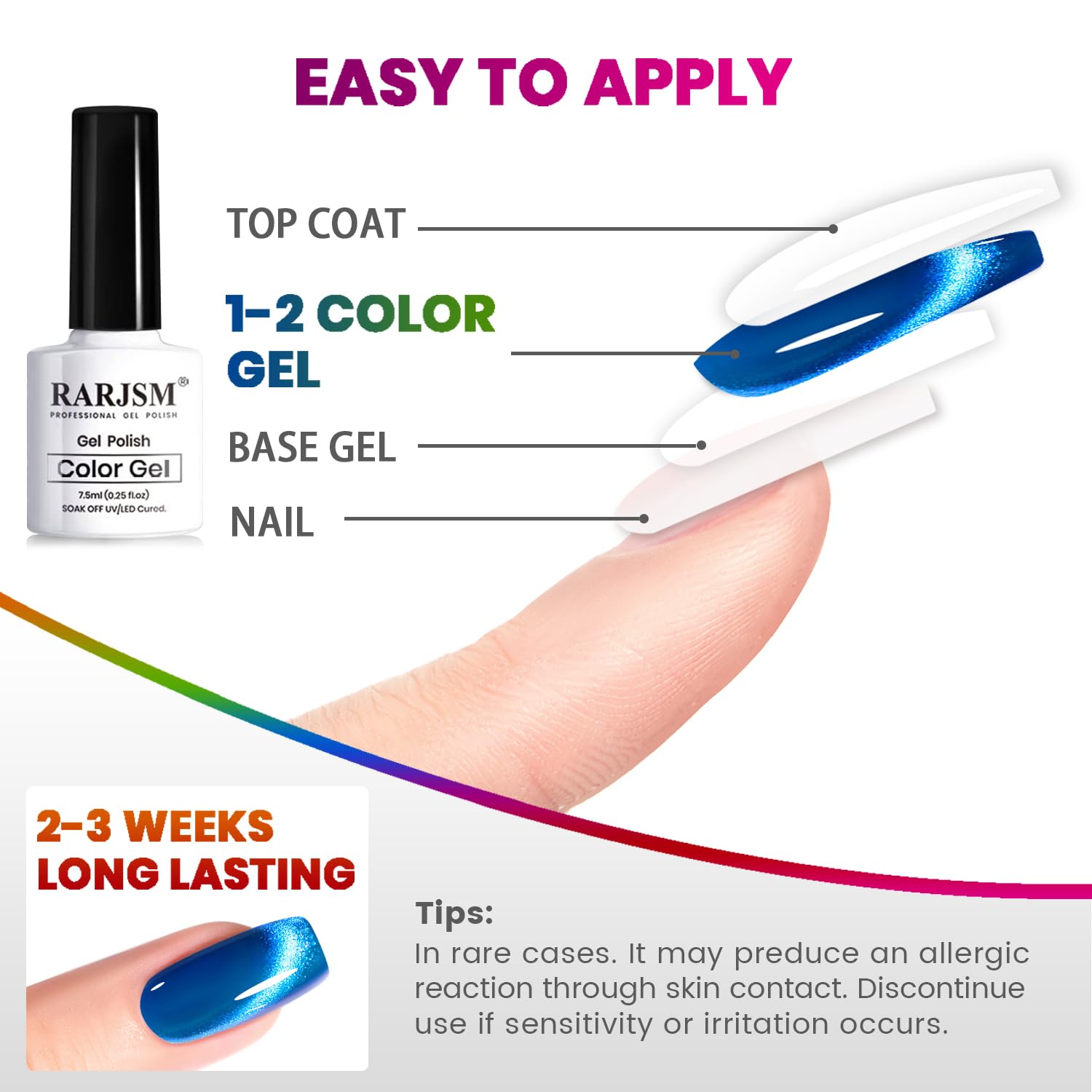 RARJSM Nuancier ongles Cat Eye, démonstration des teintes et textures.