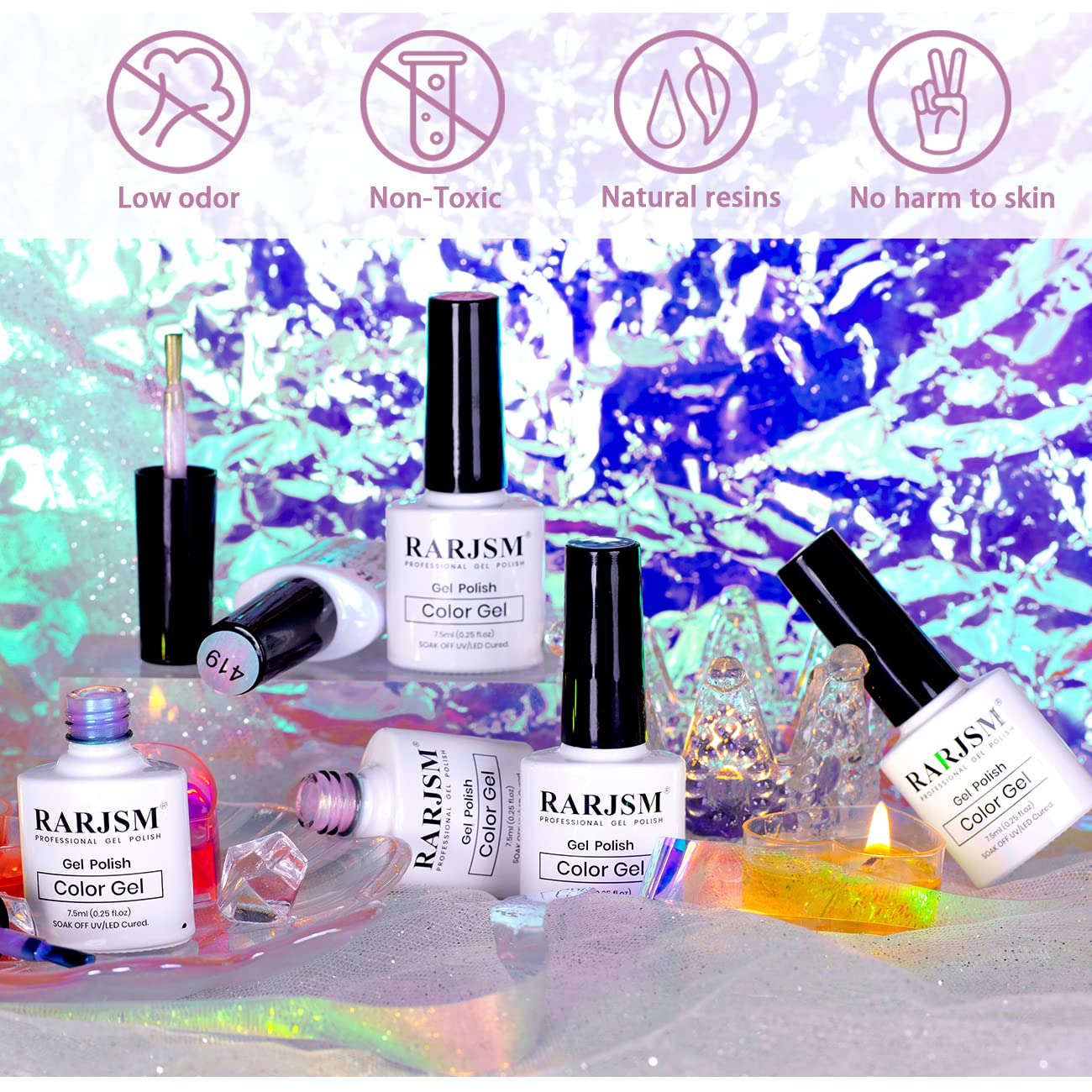 RARJSM Pearl Gel Arc-en-Ciel nacré, apporte profondeur et brillance irisée.
