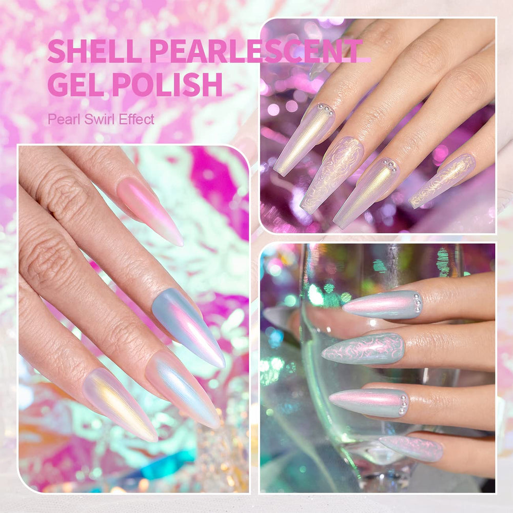 RARJSM Pearl Gel Bleu-Vert nacré, effet lumineux changeant selon la lumière.