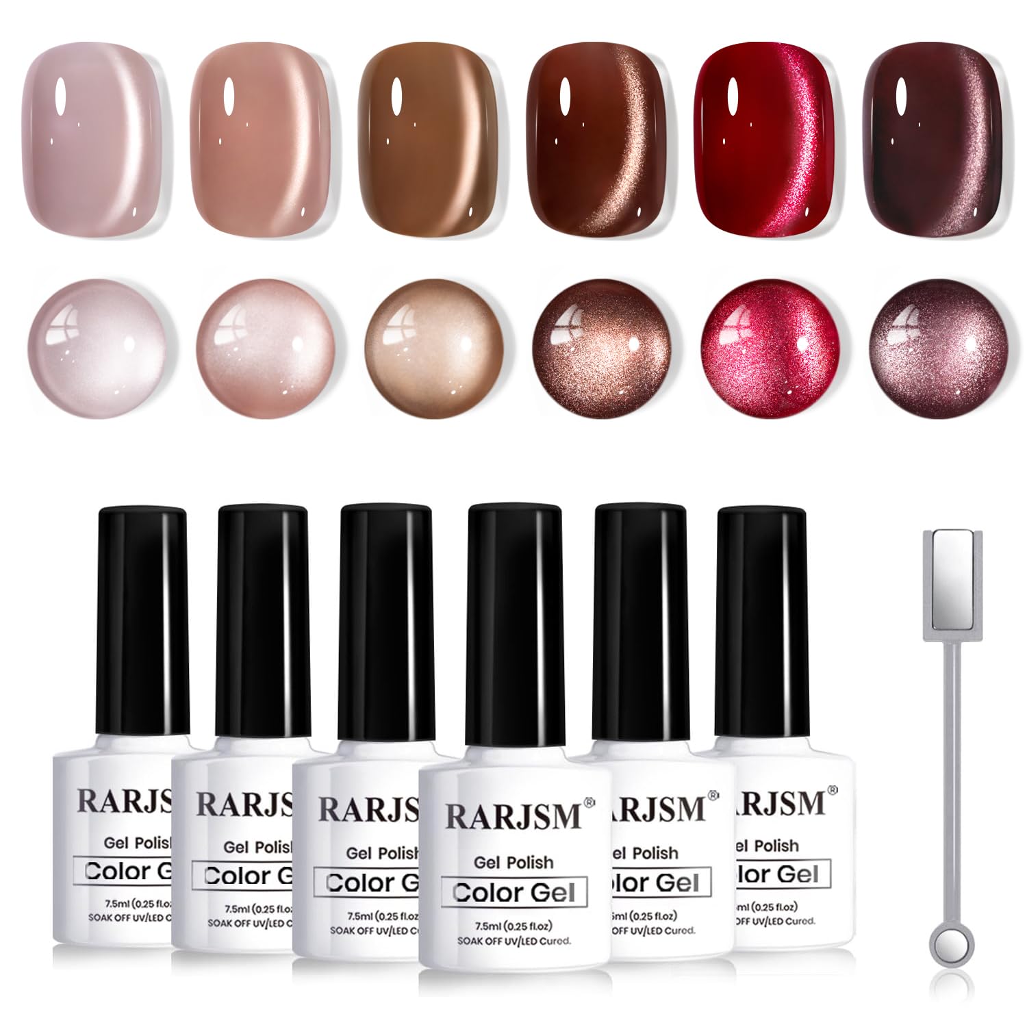 Vernis RARJSM effet œil-de-chat Café Brun Nude, fini raffiné et polyvalent