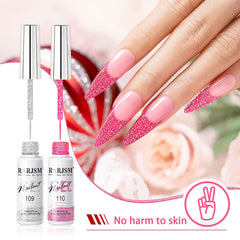 RARJSM Vernis Gel Art Pinceau Fin Rose Néon: design net et lumineux sous lampe.
