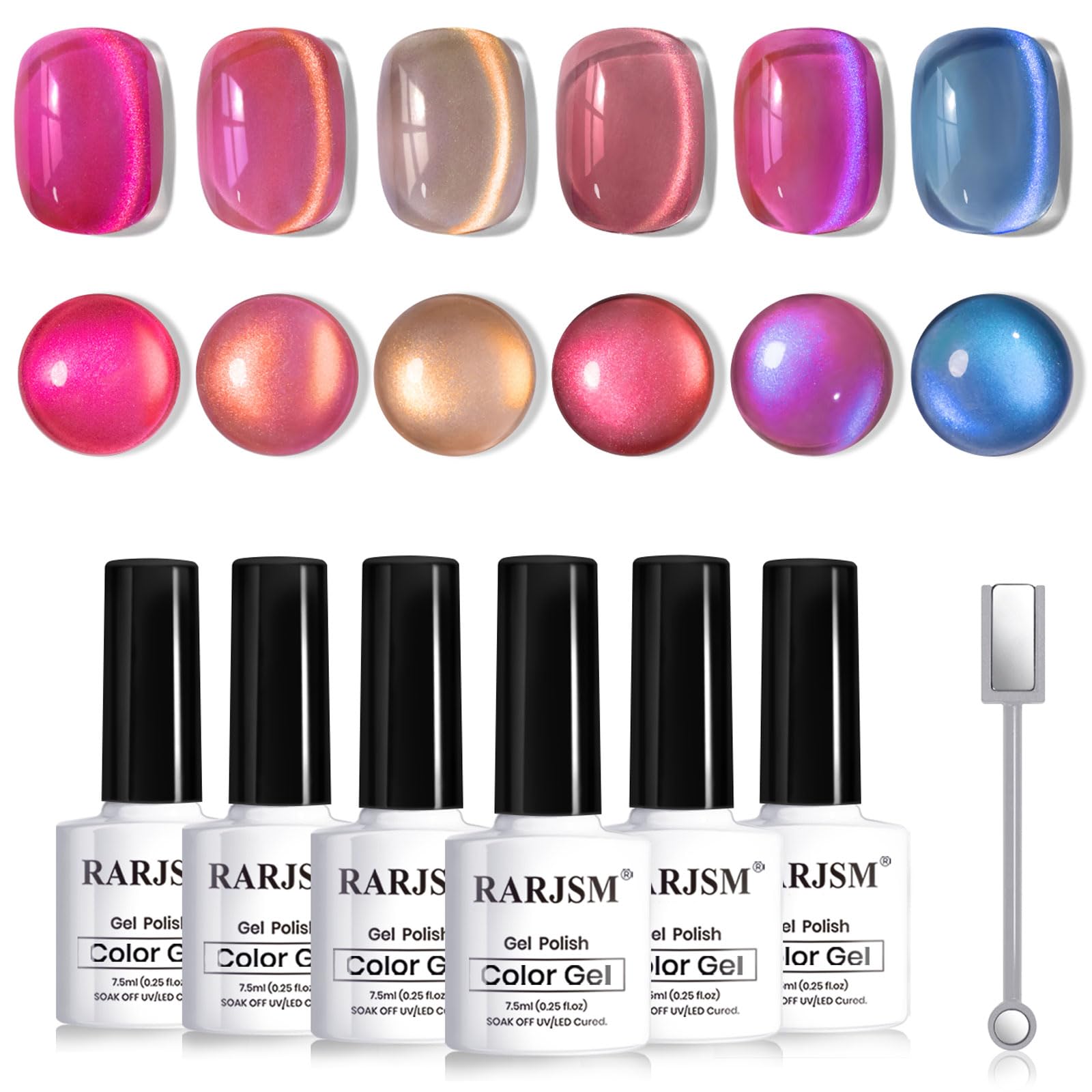 Vernis gel cat-eye ceramique rose par RARJSM pour effet scintillant durable