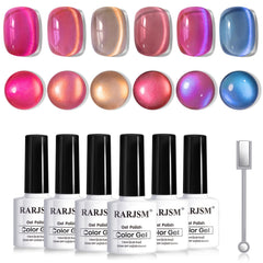 Vernis gel cat-eye ceramique rose par RARJSM pour effet scintillant durable