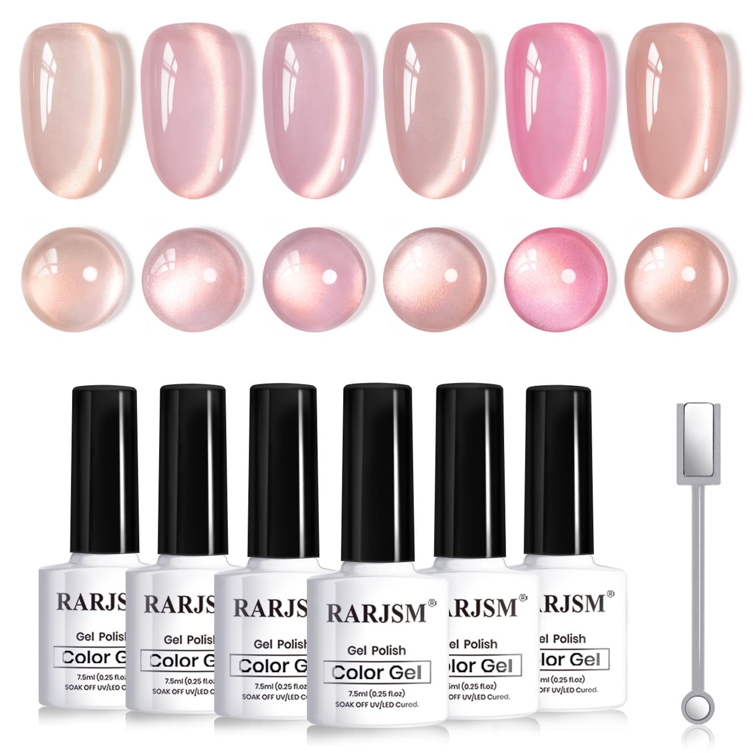 Vernis Gel Cat Eye Champagne Or RARJSM, teinte lumineuse et longue tenue