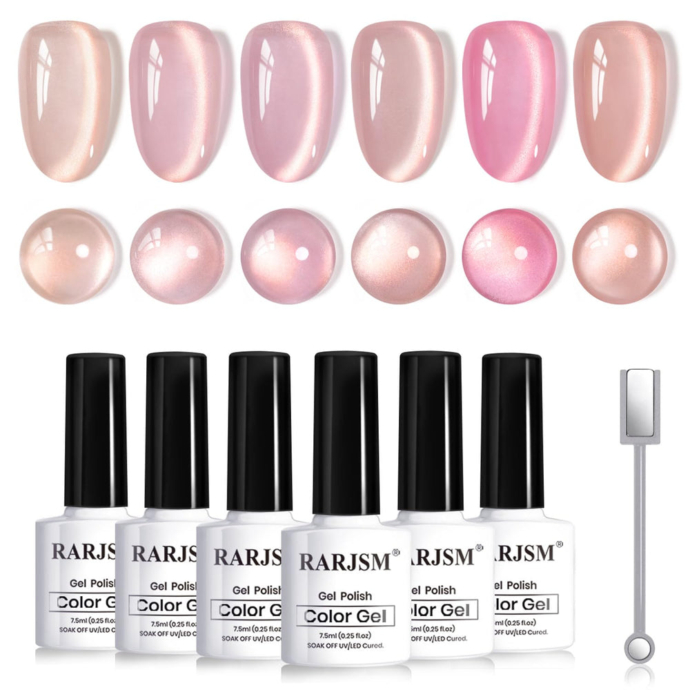Vernis Gel Cat Eye Champagne Or RARJSM, teinte lumineuse et longue tenue