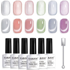 RARJSM Moonlight Cat Eye : ensemble de 6 vernis gel, effet chat œil captivant.