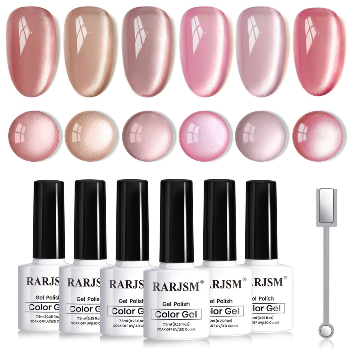 RARJSM vernis gel œil de chat nude avec effet céramique brillant
