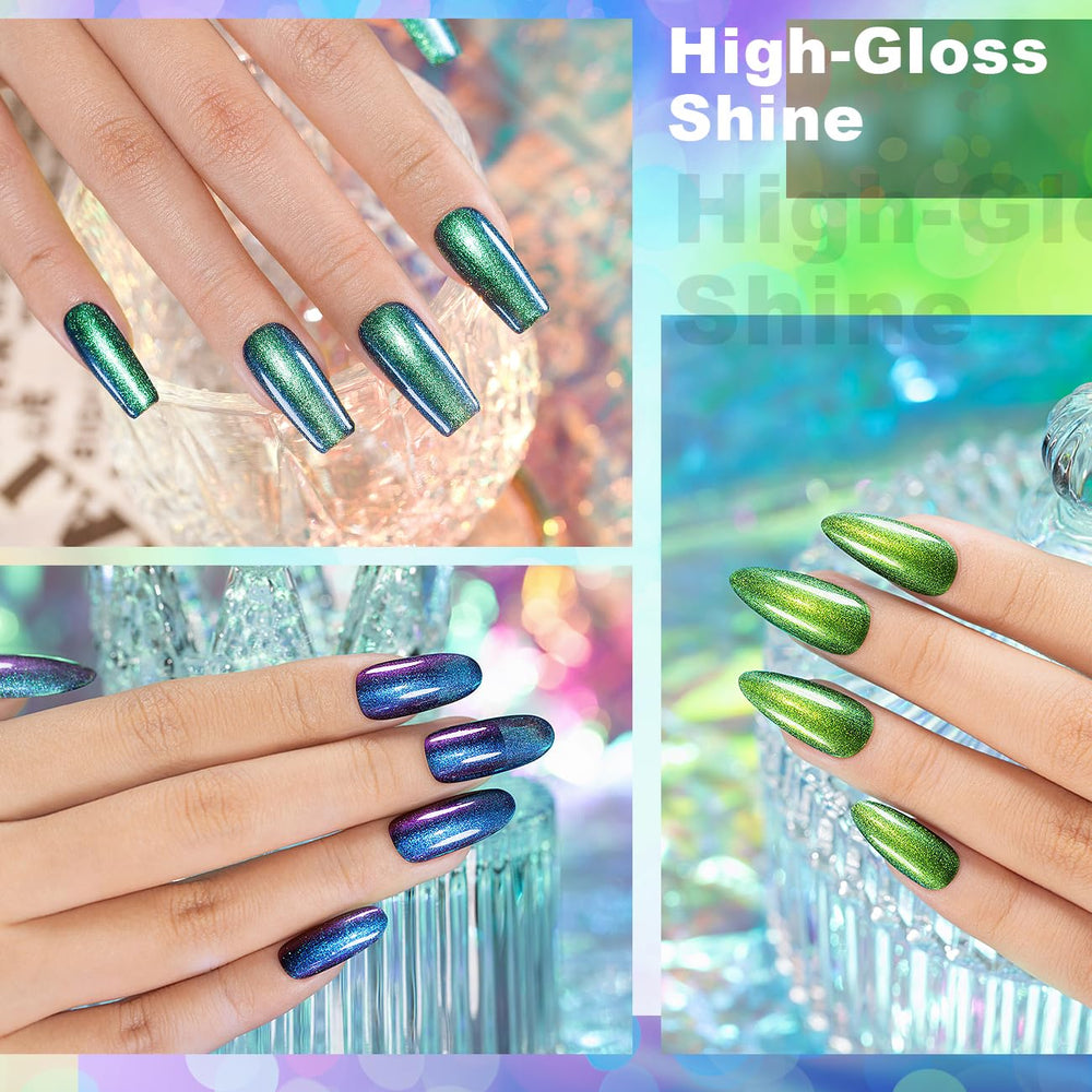 Changement de couleur selon lumière et angle avec le vernis chameleon RARJSM.