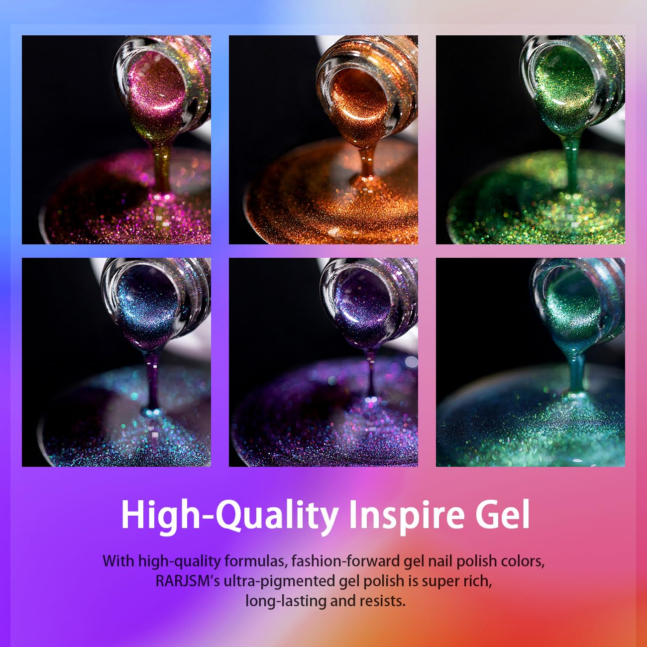 Reflets lumineux du vernis chameleon RARJSM en action sur l’ongle.