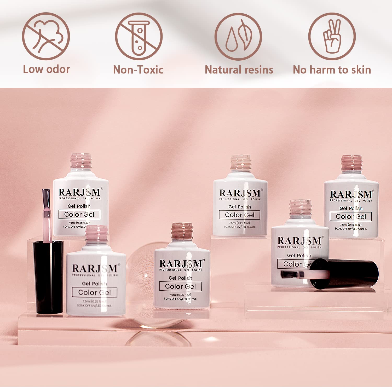 Vernis gel couleur peau RARJSM Mauve clair pour un look sophistiqué.