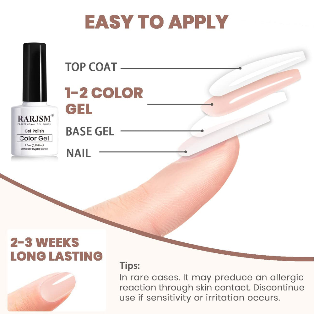 Vernis gel couleur peau RARJSM Translucide idéale pour une manucure naturelle.