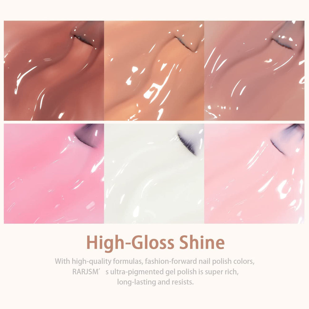 Vernis gel RARJSM effet Français pour une manucure élégante et soignée.