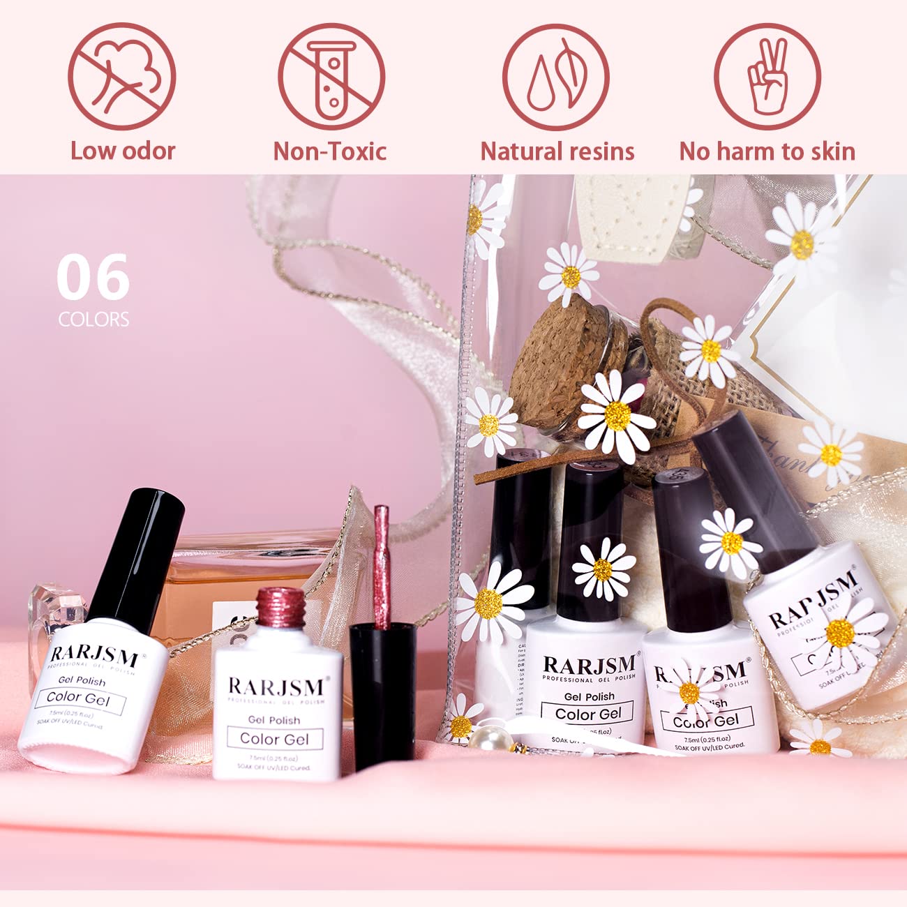 Vernis gel effet œil de chat RARJSM neutre pailleté pour une manucure chic.
