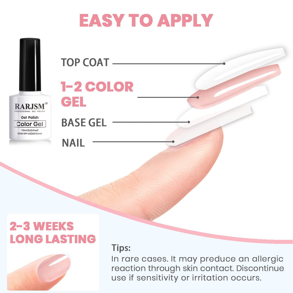 Vernis gel RARJSM Icy Jelly blanc lait translucide, idéal pour manucure française.