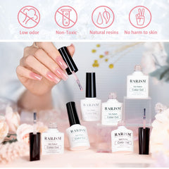 Vernis gel RARJSM Icy Jelly rose clair translucide, fini discret.