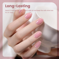 Application lisse du Vernis Gel Nude Jelly sur l’ongle par RARJSM