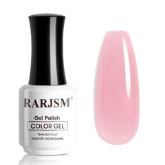 Vernis Gel Nude Jelly de RARJSM, bouteille rose barbe-a-papa pour une manucure naturelle durable
