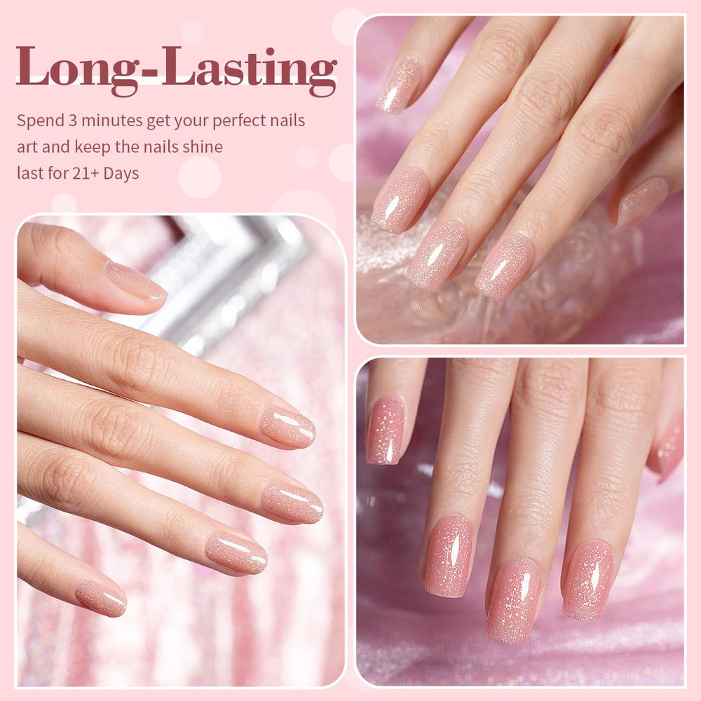 Vernis gel nude milky RARJSM, teinte naturelle translucide.