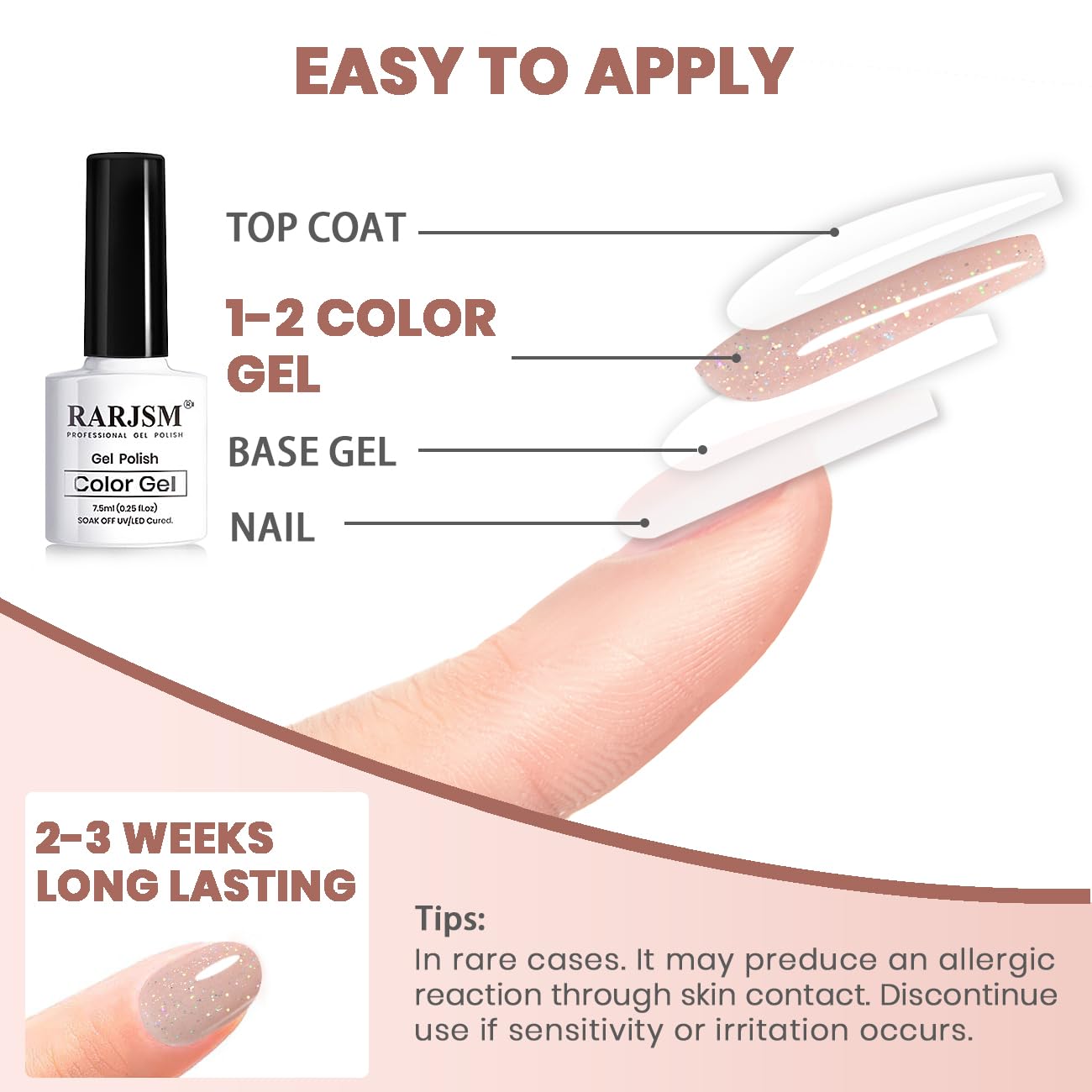 RARJSM Vernis Gel Nude Paillettes Irisant Bleu, brillance subtile et translucide.