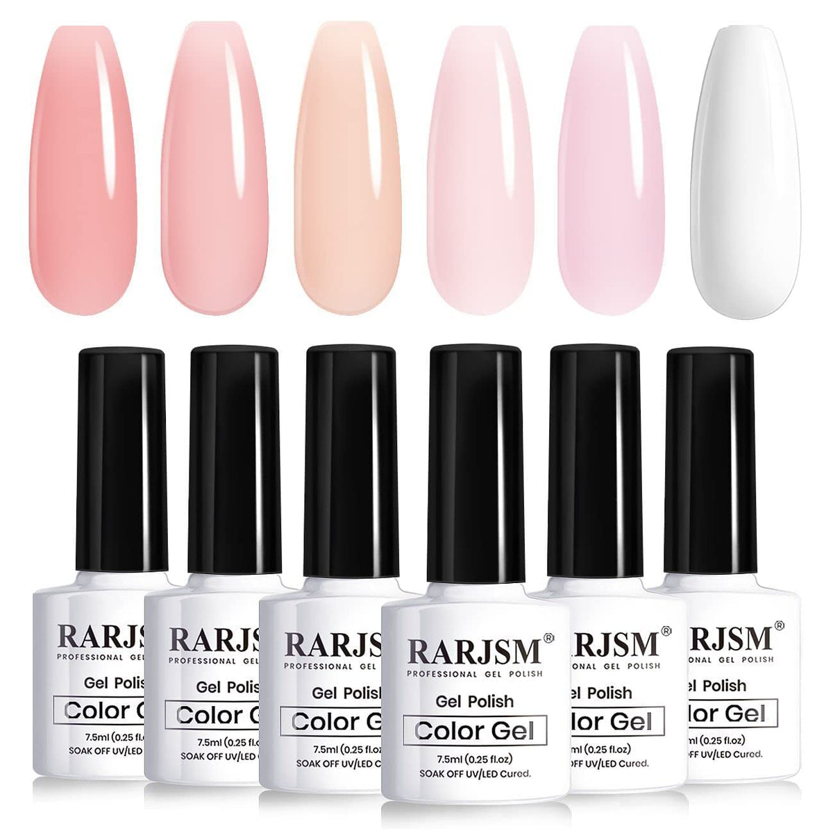 RARJSM vernis gel nude rose pâle sur flacon, fini naturel et discret.