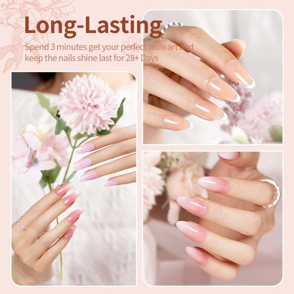 RARJSM vernis gel nude rose pâle sur pinceau, application précise et uniforme.
