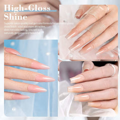 Vernis gel nude RARJSM teinte lait rose, douceur lumineuse.