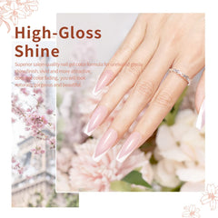 Vernis gel nude translucide RARJSM; échantillon sur ongle pour teinte légère.