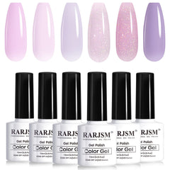 RARJSM Vernis gel nude violet avec paillettes, ensemble de 6 bouteilles pour salon à domicile