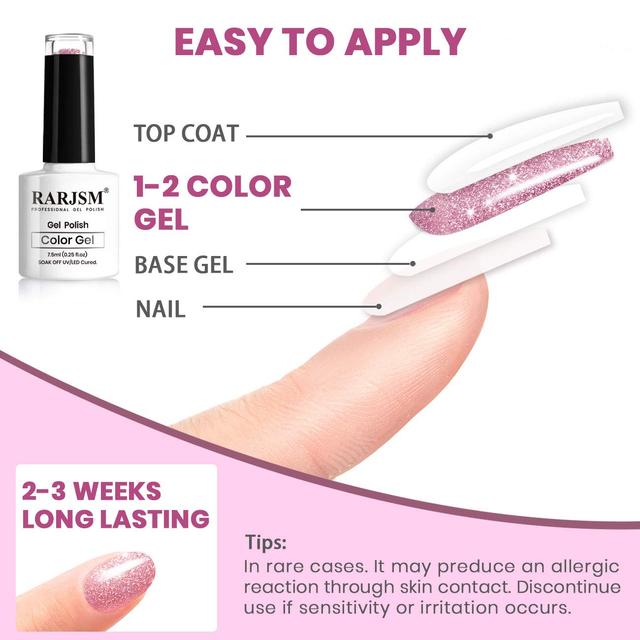 Vernis gel RARJSM packaging élégant – présentation premium