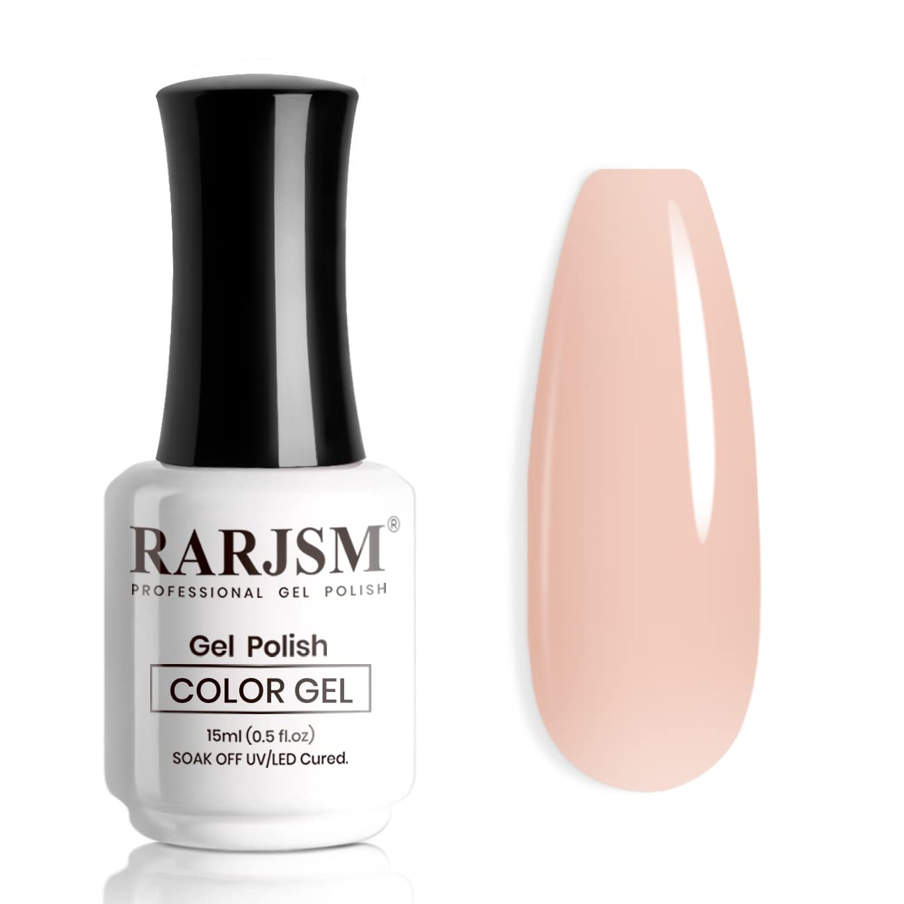Vernis gel RARJSM rose lait en flacon 15 ml pour une manucure naturelle.