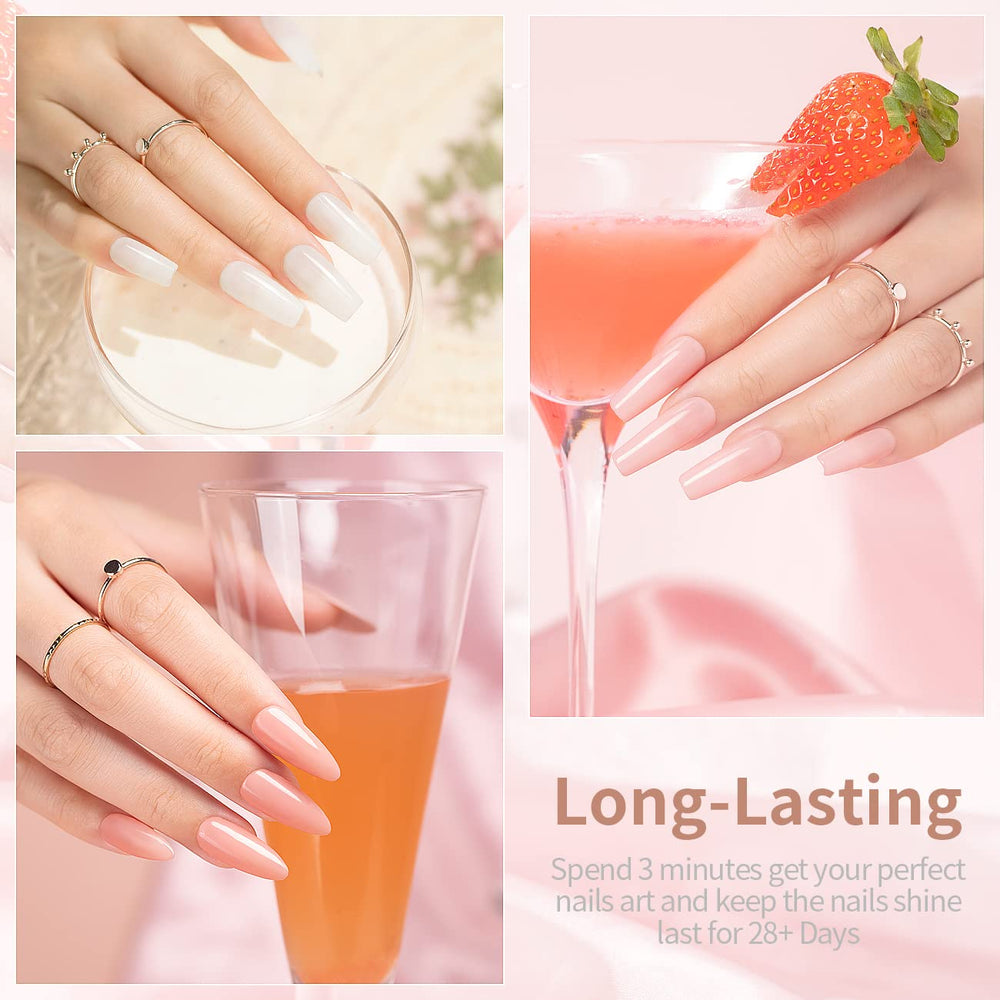 Vernis gel RARJSM rose pâle pour une finition subtile et durable.