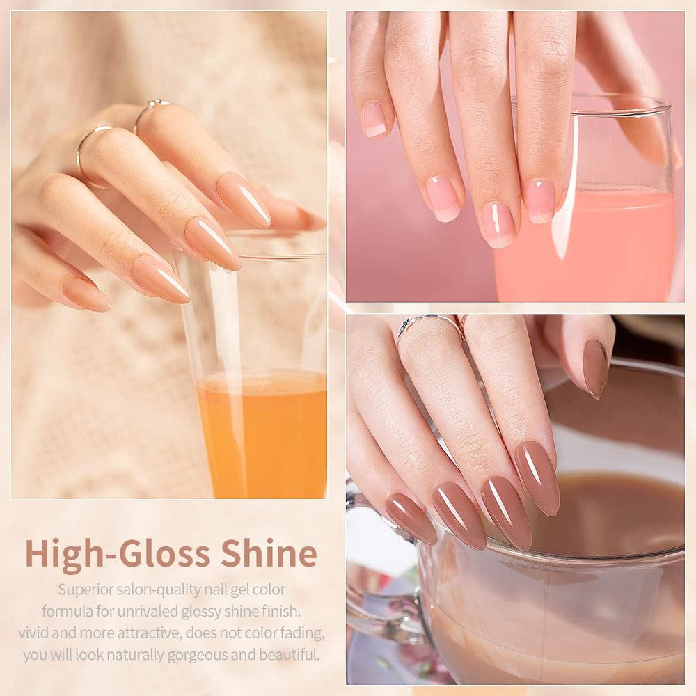 Vernis gel RARJSM brun taffy pour une allure douce et naturelle.