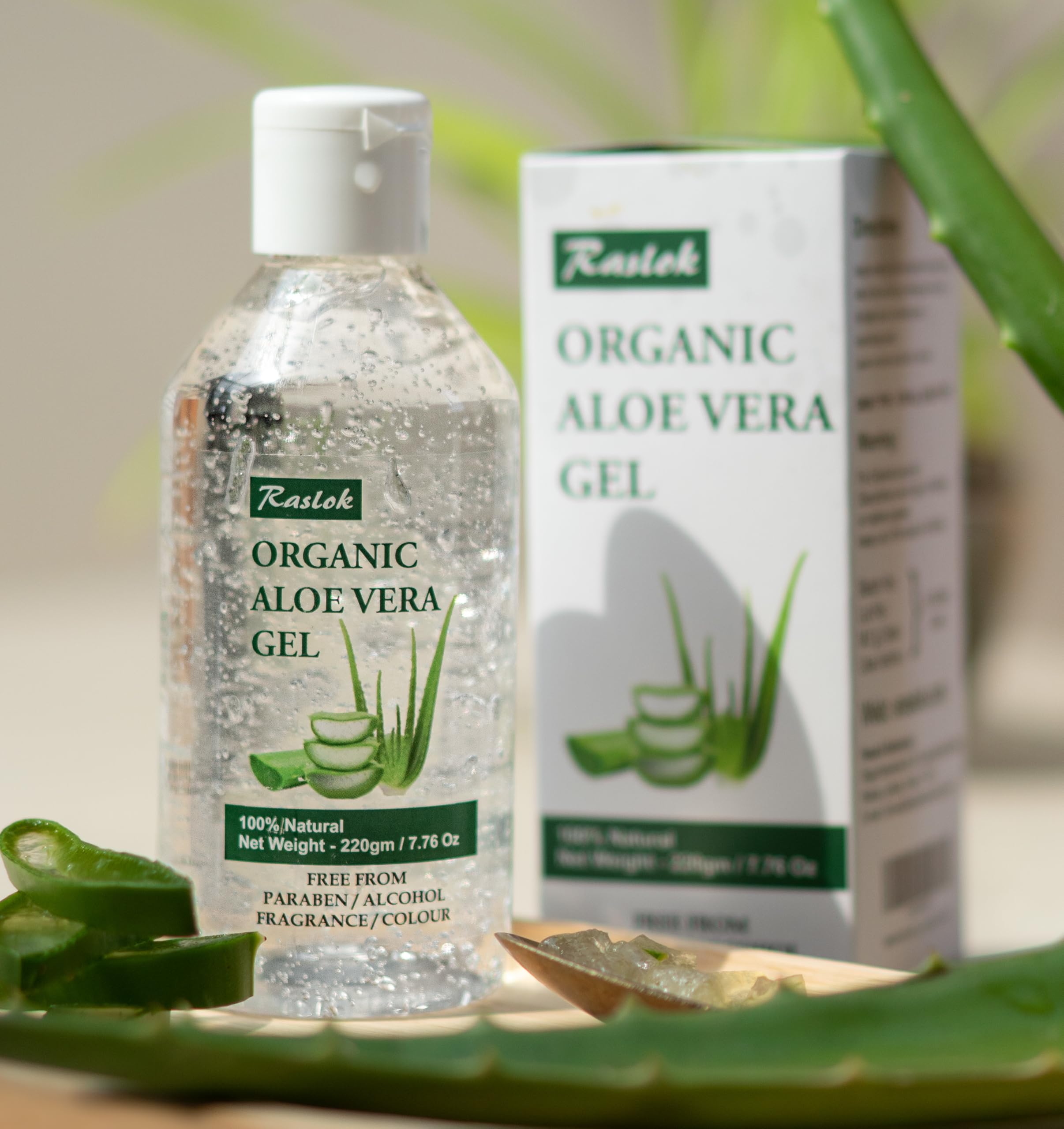 Texture non collante du Gel Raslok d'Aloe Vera, application rapide et confortable.