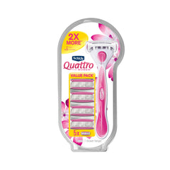Rasoir Quattro pour femmes, manche ergonomique pour une prise en main sûre et confortable.