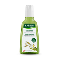 RAUSCH Shampoing aux herbes suisses, bouteille profil, soin doux pour cuir chevelu.