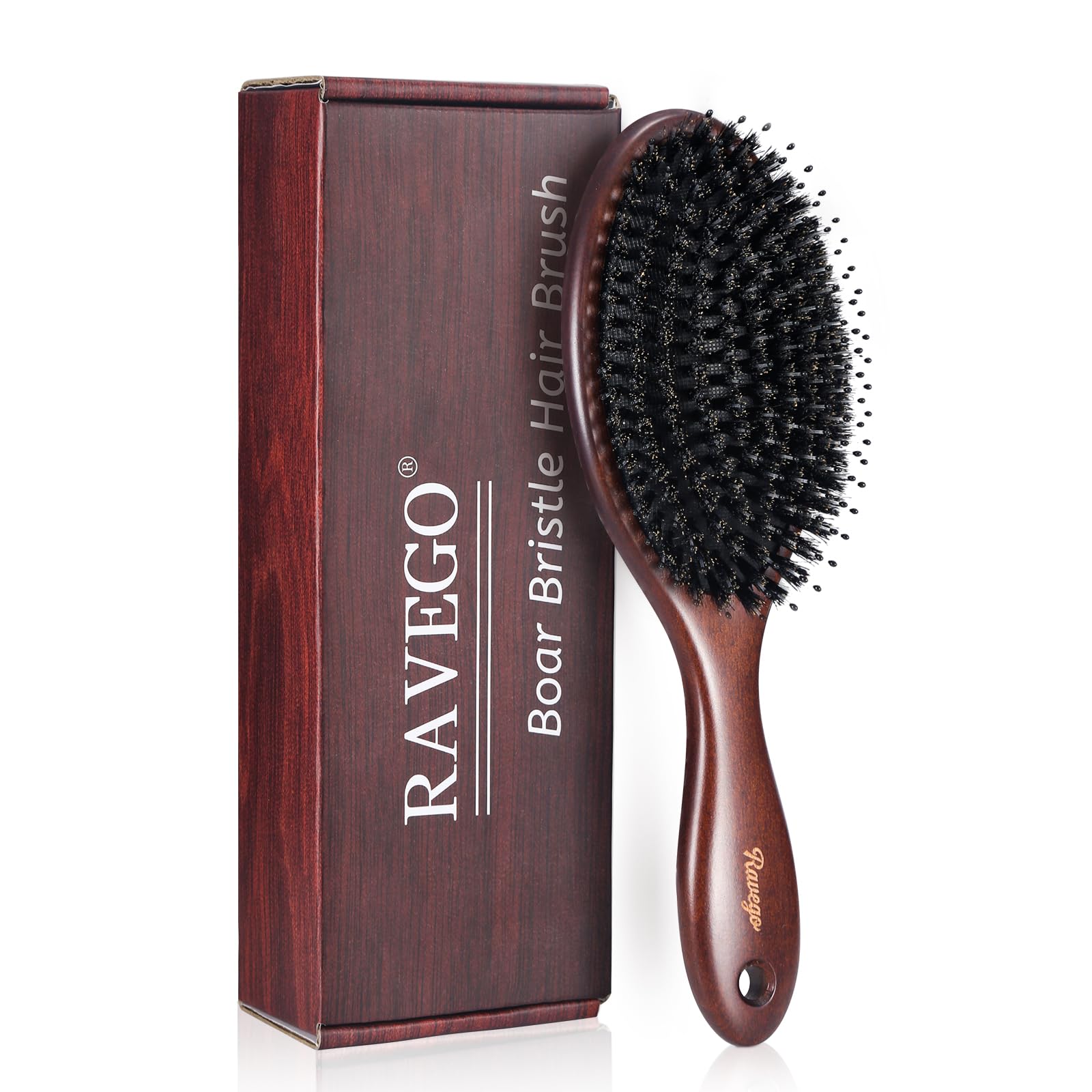 Brosse RAVEGO double poils sanglier et nylon pour démêlage en douceur