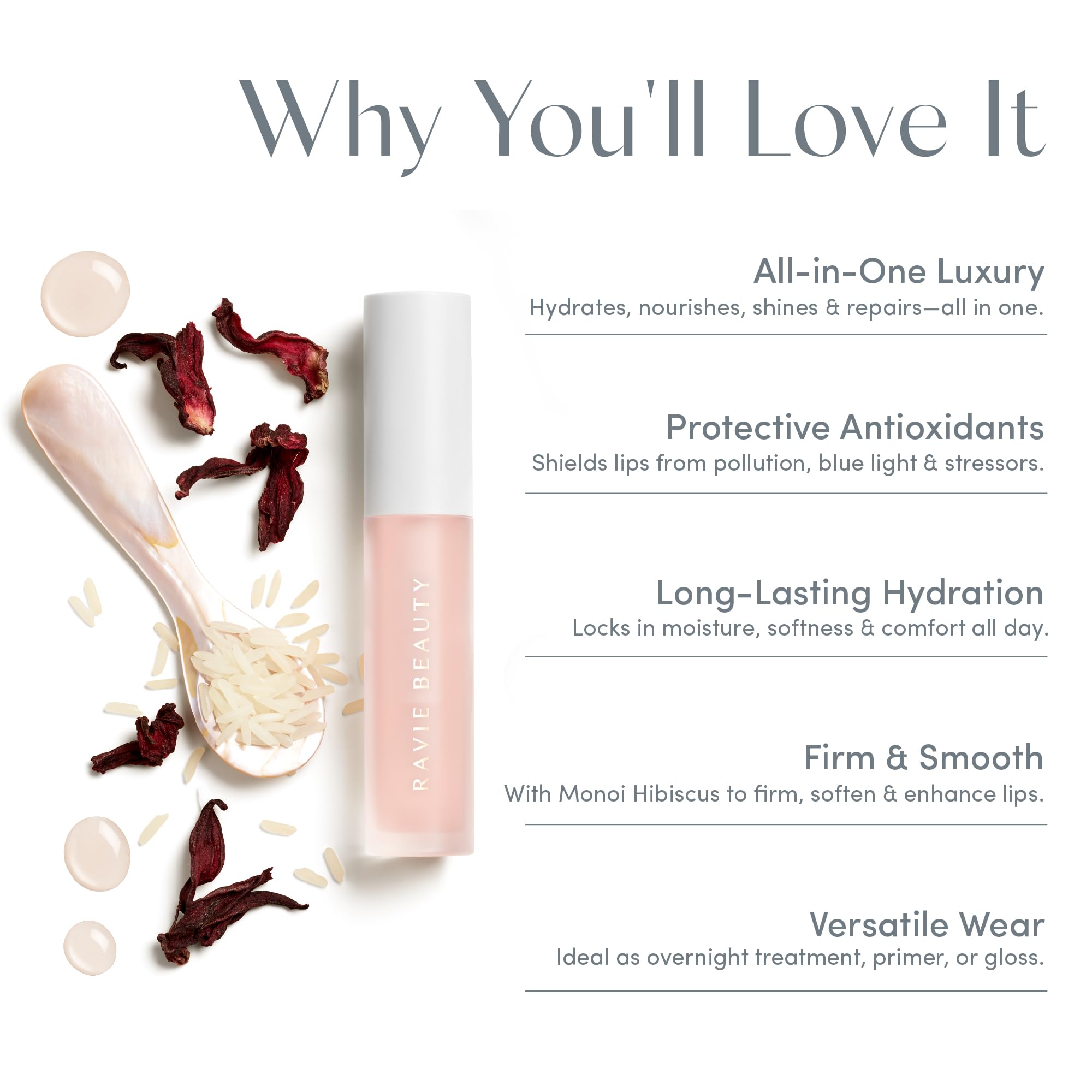 Ravie Beauty Lip Renewal Soie – base avant maquillage pour une tenue optimisée.