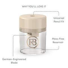 Ravie Beauty – réservoir sans poussière – pratique pour retouches en déplacement.