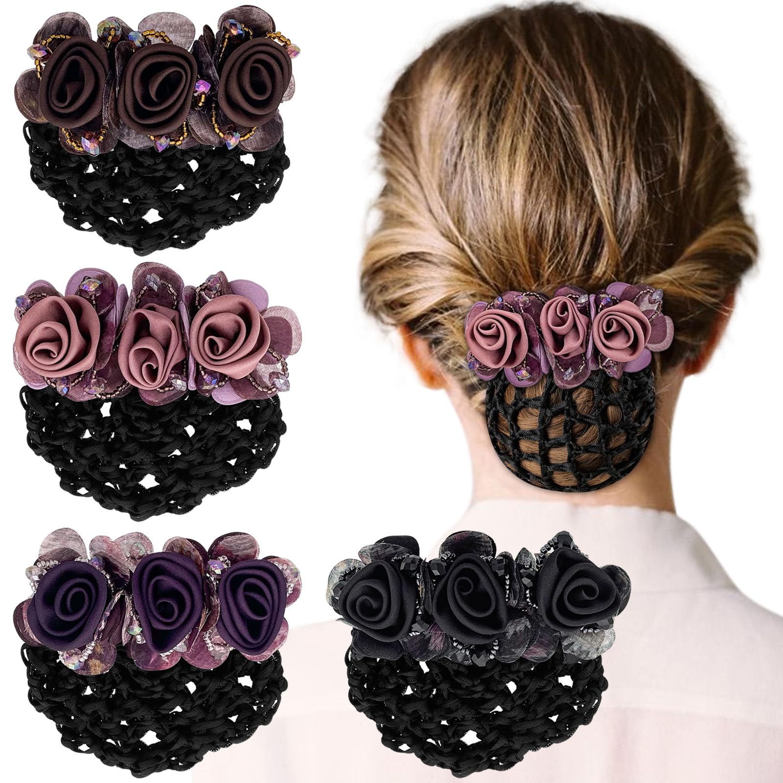 Ravlzors attache-chignon fleur ensemble, look chic et pratique.