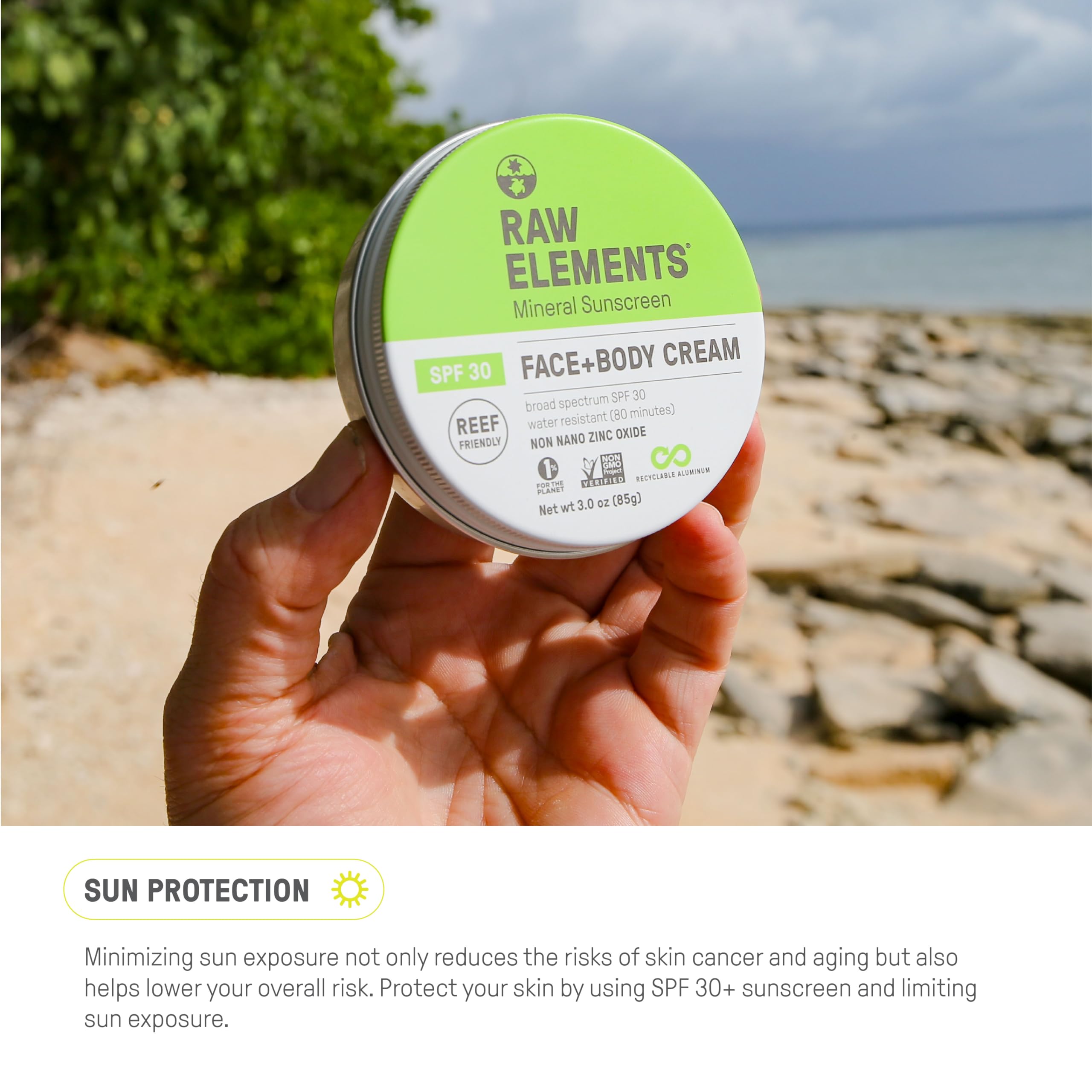Format 3 oz Raw Elements pratique pour voyage et activités