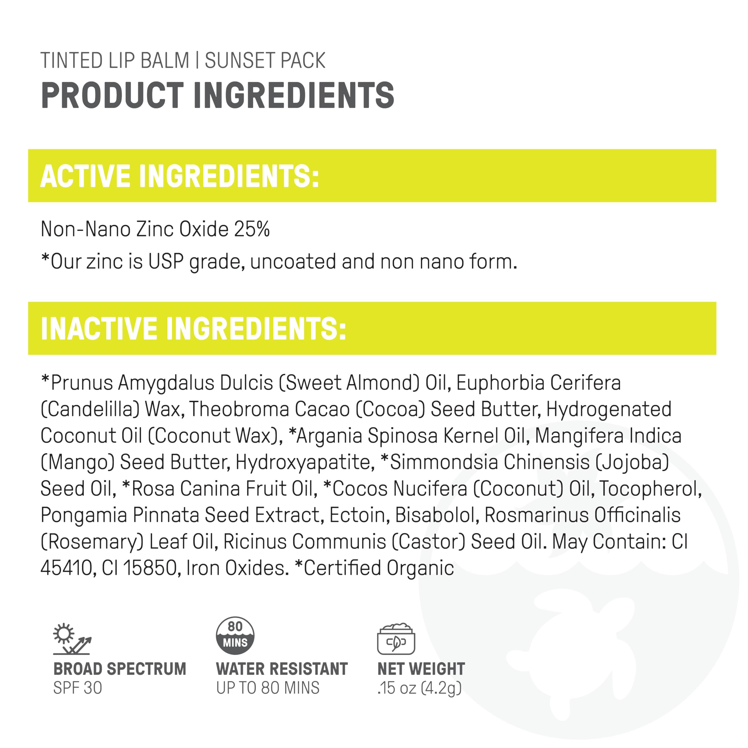 Raw Elements reef-safe, cruelty-free lip tint with zinc oxide sun protection.