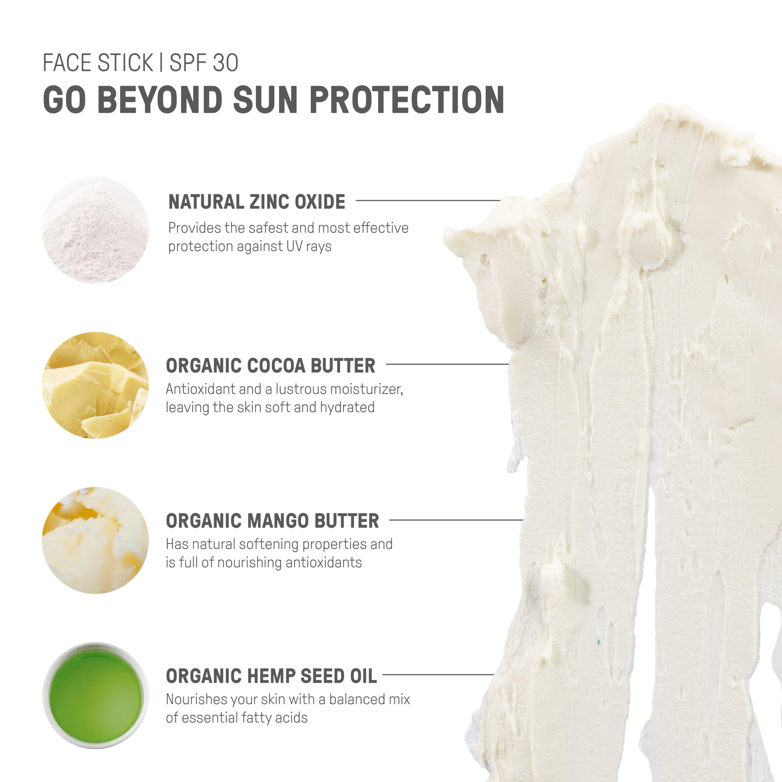 Raw Elements Stick Visage Solaire – zinc non nano pour une protection douce et sûre.