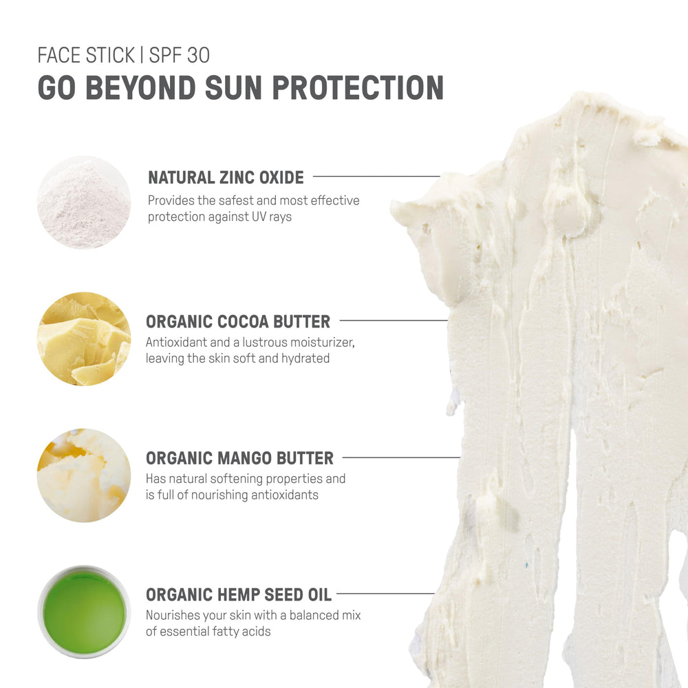Raw Elements Stick Visage Solaire – zinc non nano pour une protection douce et sûre.