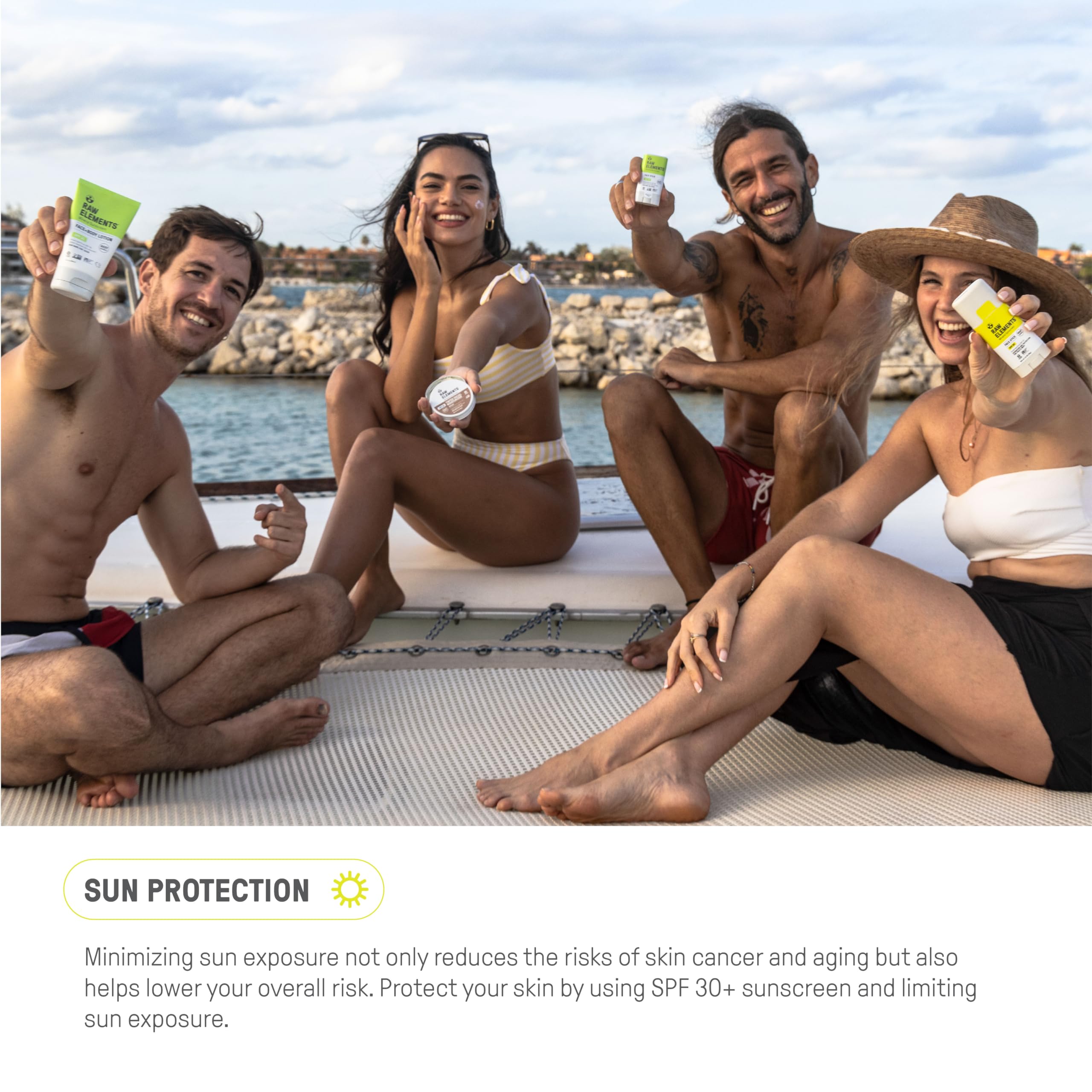 Raw Elements Stick Visage Solaire – format voyage, s'emporte facilement dans une poche.