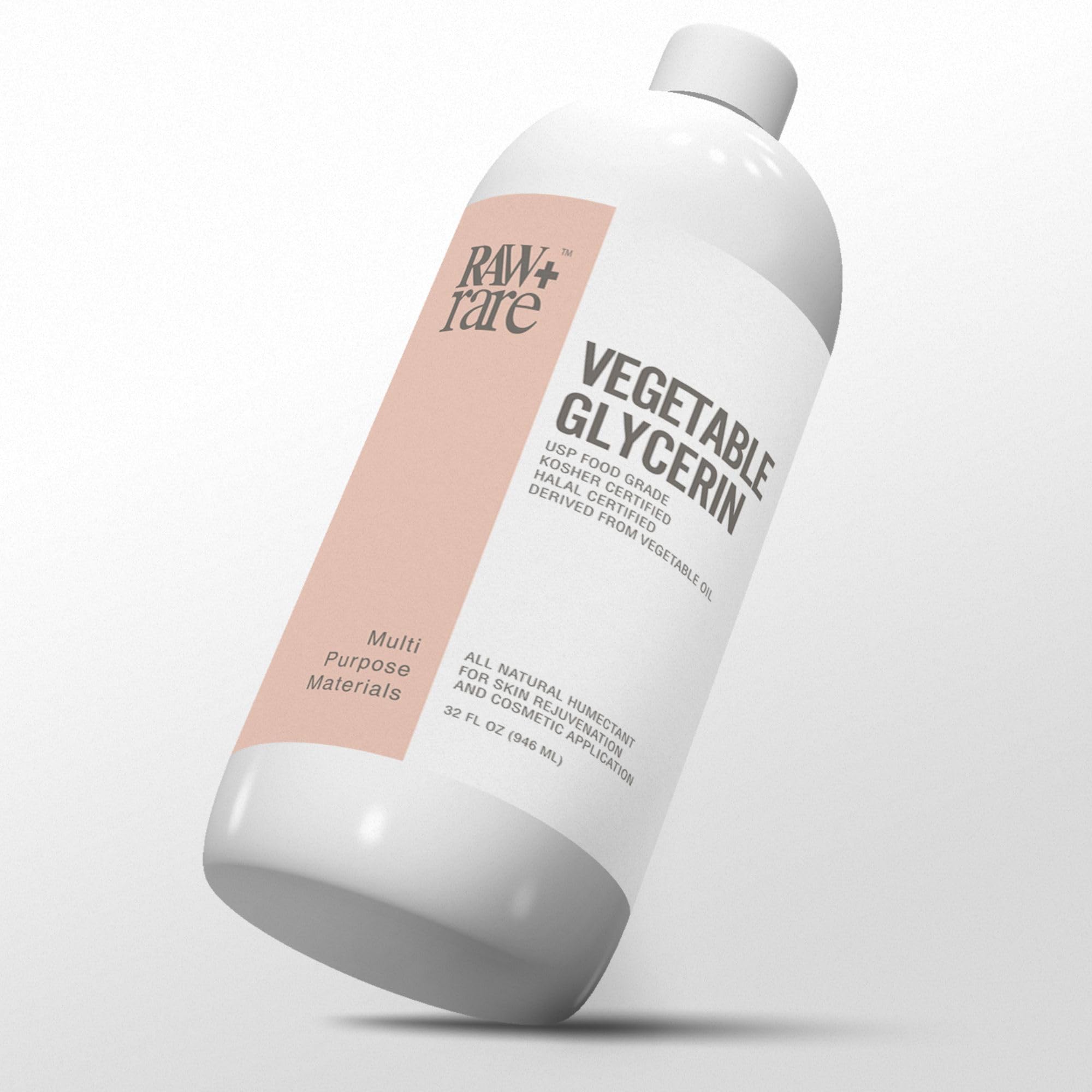 Raw Plus Rare Glycerine végétale, bouteille quart, hydratation douce et polyvalente