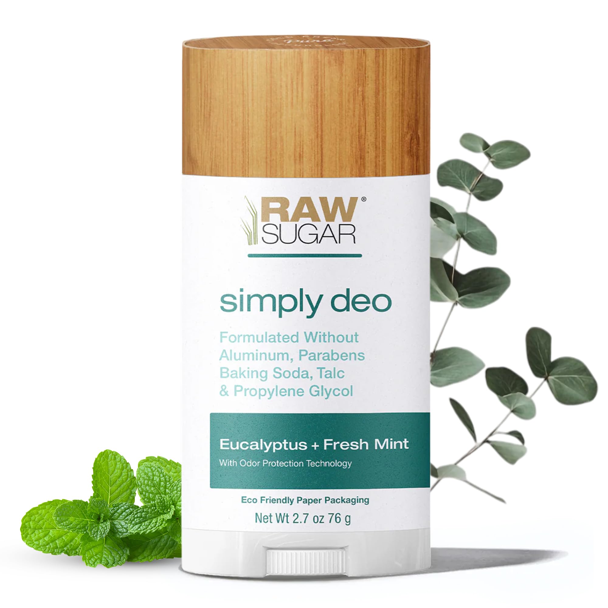 RAW SUGAR Simply Deo sur l’emballage, fraîcheur longue durée sans aluminium