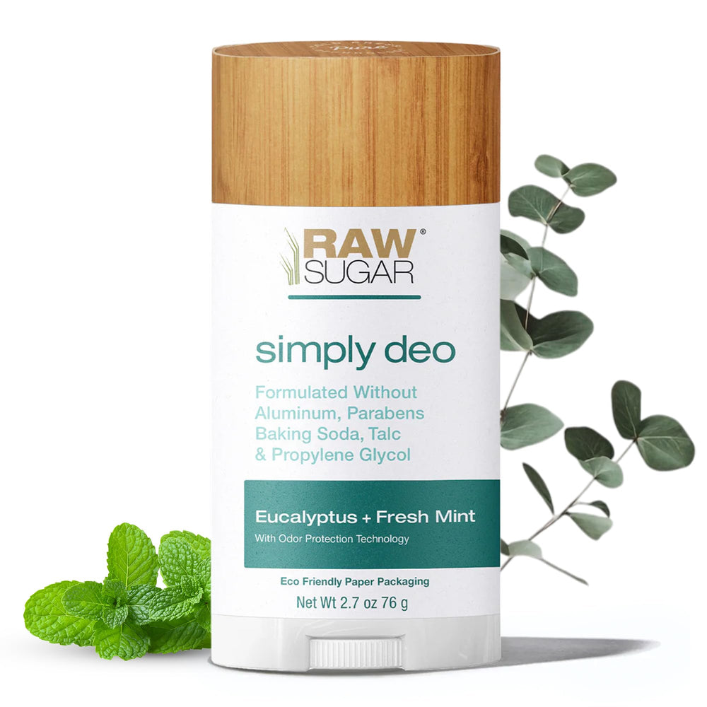 RAW SUGAR Simply Deo sur l’emballage, fraîcheur longue durée sans aluminium